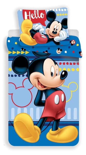 Bavlnené detské obliečky na jednolôžko 140x200 cm Mickey "Hello" – Jerry Fabrics