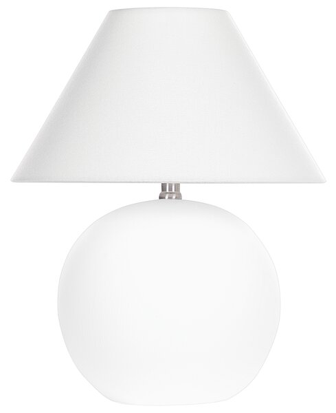 Stolná lampa krémovobiely keramický podstavec biele látkové ľanové tienidlo 41 cm nočná lampa tradičný štýl spálňa