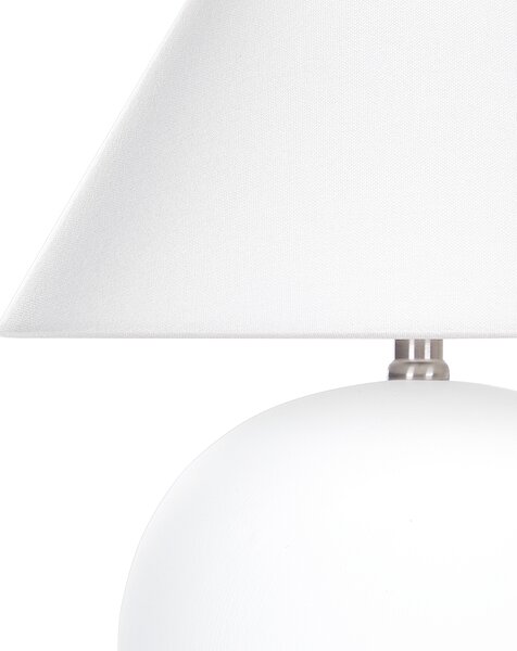 Stolná lampa krémovobiely keramický podstavec biele látkové ľanové tienidlo 41 cm nočná lampa tradičný štýl spálňa