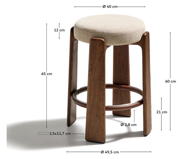 Béžová/v tmavo prírodnej farbe barová stolička z jaseňového dreva (výška sedadla 65 cm) Granite – Kave Home