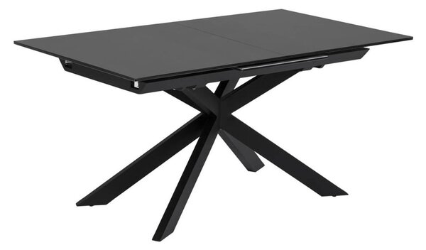 Čierny rozkladací jedálenský stôl so sklenenou doskou 90x210 cm Atminda – Kave Home