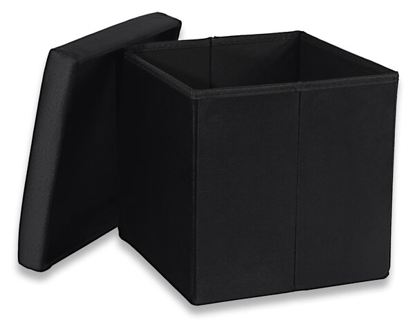 Čierny skladací taburet CUBEXO VELVET M