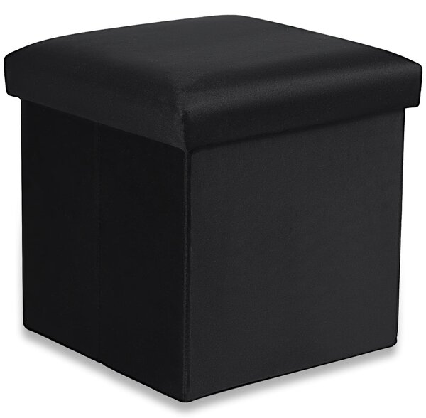Čierny skladací taburet CUBEXO VELVET M