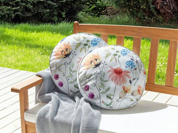 Sada 2 záhradných dekoratívnych vankúšov viacfarebná kvetovaný vzor polyester ⌀ 40 cm cm moderné vodoodolné vankúše