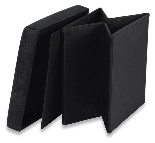 Čierny skladací taburet CUBEXO VELVET M