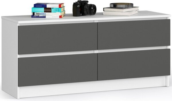 Komoda K120 4SZ - biela/sivá