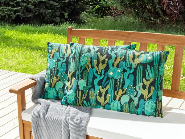 Sada 2 záhradných vankúšov zelená polyester kaktusový vzor 40 x 60 cm obdĺžniková moderný štýl vonkajšie terasa vodoodolné