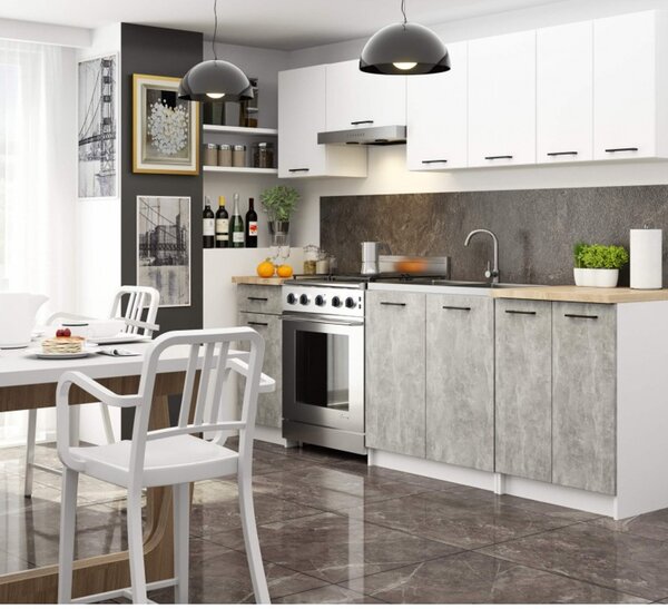 Kuchynský set OLIVIA 2,4M - biela/beton
