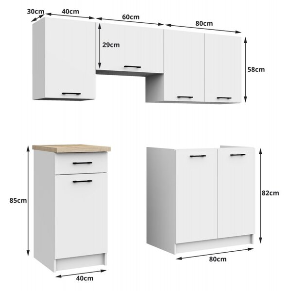 Kuchynský set OLIVIA 1,8M - biela/beton
