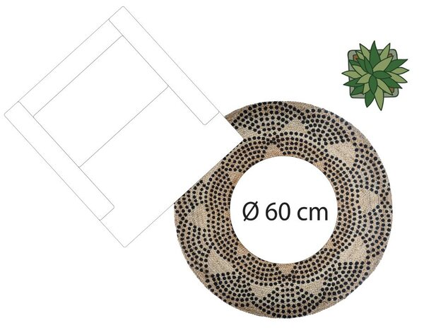 Koberec Ivy, (fi) 120 cm, béžová/čierna
