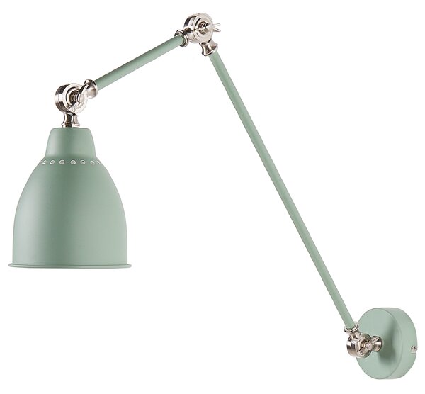 Nástenná lampa svetlozelená kovová ø 14 cm matný povrch dlhé nastaviteľné rameno svetlo na čítanie moderný dizajn