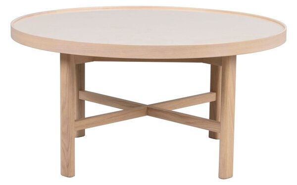 Okrúhly konferenčný stolík s keramickou doskou v prírodnej farbe 90x90 cm Marsden – Rowico
