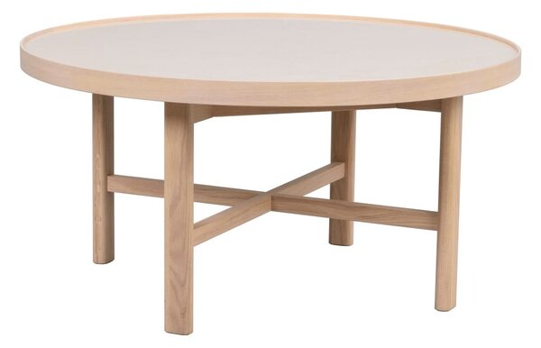 Okrúhly konferenčný stolík s keramickou doskou v prírodnej farbe 90x90 cm Marsden – Rowico