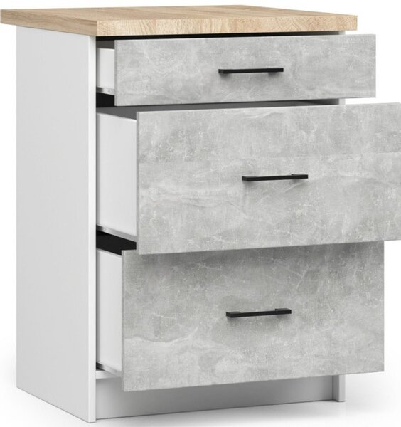 Kuchynská skrinka OLIVIA S60 3SZ - biela/beton