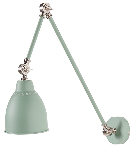 Nástenná lampa svetlozelená kovová ø 14 cm matný povrch dlhé nastaviteľné rameno svetlo na čítanie moderný dizajn