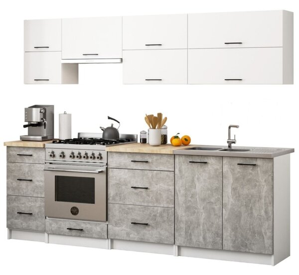 Kuchynský set OLIVIA G2 2,4M - biela/beton