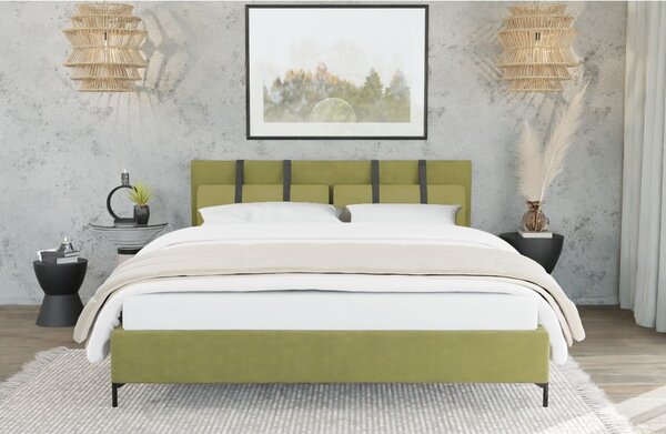 Svetlozelená čalúnená dvojlôžková posteľ s roštom 200x200 cm Tulsa – Ropez