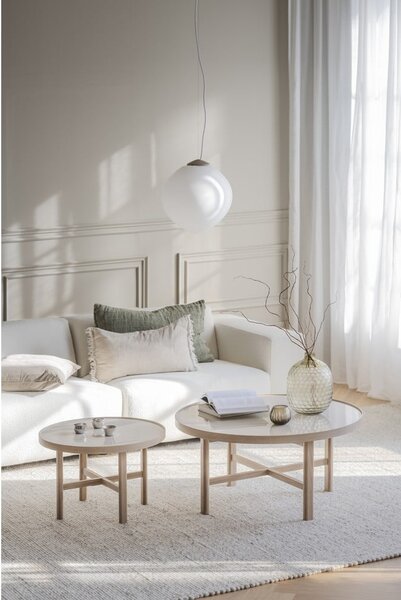 Okrúhly konferenčný stolík s keramickou doskou v prírodnej farbe 90x90 cm Marsden – Rowico