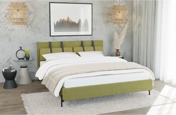 Svetlozelená čalúnená dvojlôžková posteľ s roštom 200x200 cm Tulsa – Ropez