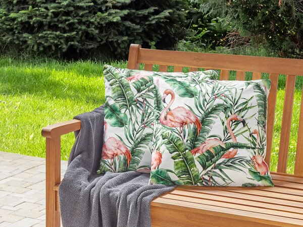 Sada 2 vonkajších vankúšov viacfarebná polyester 45 x 45 cm štvorcová vzor plameniaka záhrada terasa