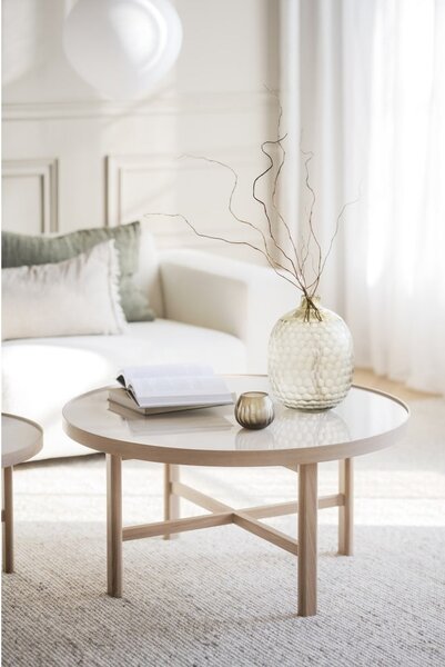 Okrúhly konferenčný stolík s keramickou doskou v prírodnej farbe 90x90 cm Marsden – Rowico