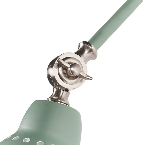 Nástenná lampa svetlozelená kovová ø 14 cm matný povrch dlhé nastaviteľné rameno svetlo na čítanie moderný dizajn