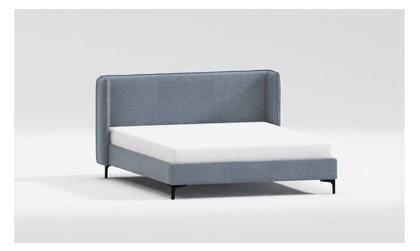 Modrá čalúnená dvojlôžková posteľ s roštom 200x200 cm Basti – Ropez