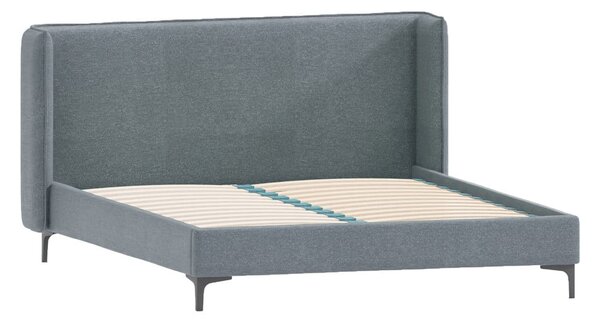 Modrá čalúnená dvojlôžková posteľ s roštom 200x200 cm Basti – Ropez