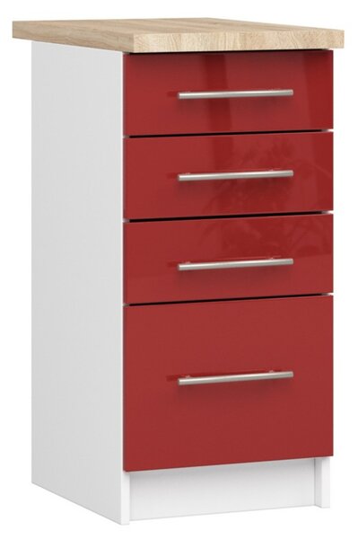 Kuchynská skrinka OLIVIA S40 SZ4 - biela/červený lesk