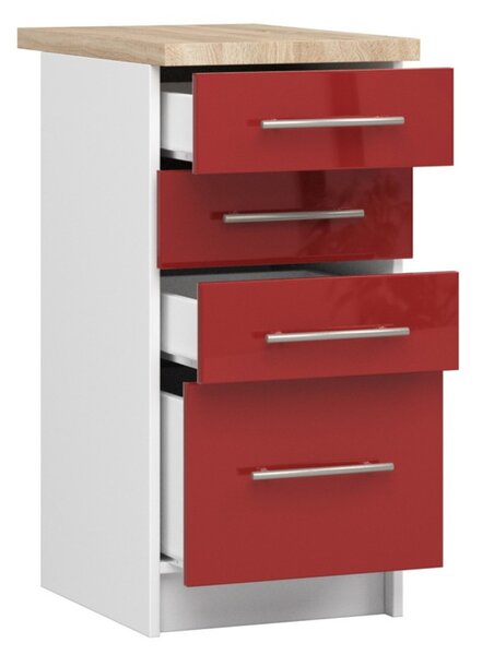 Kuchynská skrinka OLIVIA S40 SZ4 - biela/červený lesk