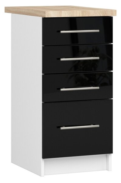 Kuchynská skrinka OLIVIA S40 SZ4 - biela/čierny lesk