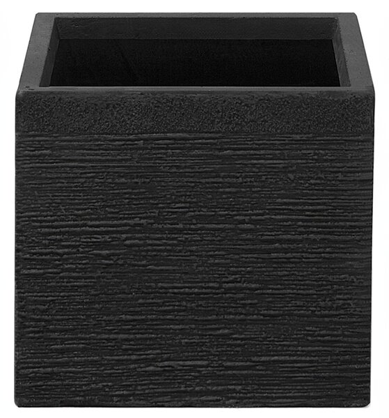 Kvetináč čierny zmes hliny a vlákien 30 x 30 x 28 cm štvorcový tvar odolný voči UV žiareniu moderný štýl interiér exteriér záhrada