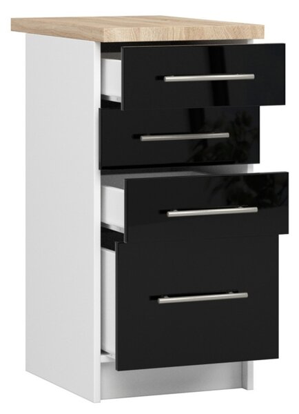 Kuchynská skrinka OLIVIA S40 SZ4 - biela/čierny lesk