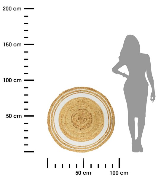 Koberec Boho Ring, (fi) 90 cm, béžová/biela