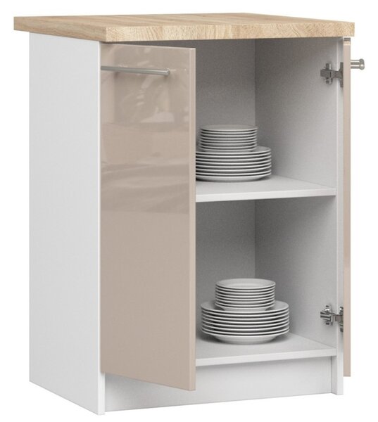Konyhaszekrény OLIVIA S60 2D - fehér/cappuccino fényes