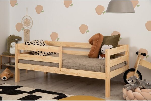 Detská posteľ z borovicového dreva s úložným priestorom v prírodnej farbe 80x160 cm Mila CPD – Adeko