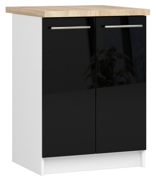 Kuchynská skrinka OLIVIA S60 2D - biela/čierny lesk
