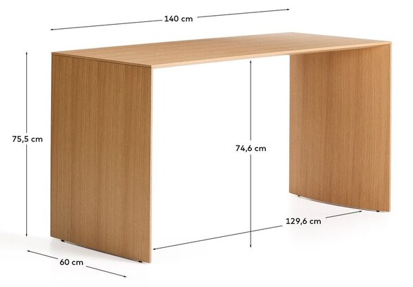 Pracovný stôl v dekore duba 60x140 cm Litto – Kave Home