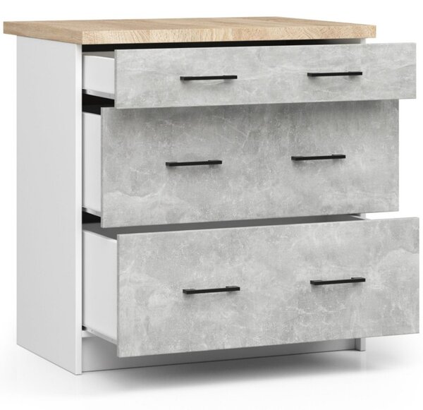 Kuchynská skrinka OLIVIA S80 3SZ - biela/beton