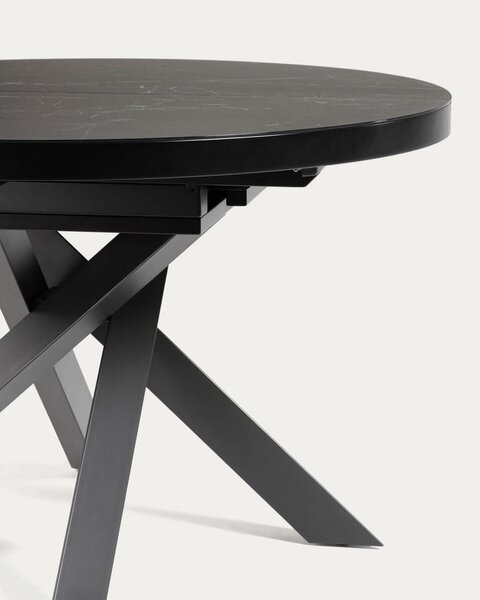 Čierny okrúhly rozkladací jedálenský stôl s keramickou doskou ø 160 cm Vashti – Kave Home