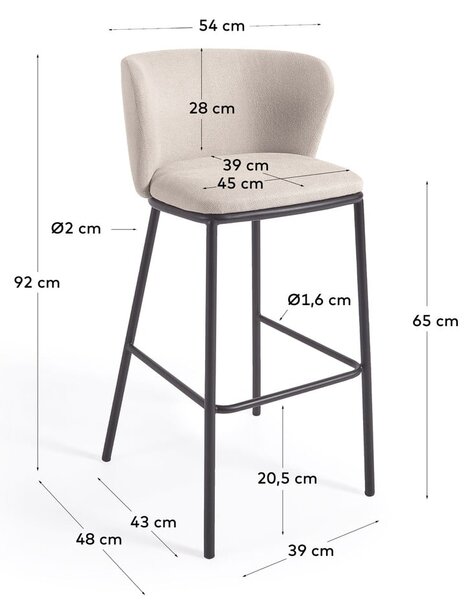 Béžová barová stolička (výška sedadla 65 cm) Ciselia – Kave Home