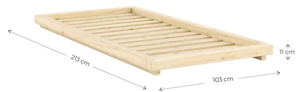 Jednolôžková posteľ z borovicového dreva bez čela s roštom 90x200 cm v prírodnej farbe Dock – Karup