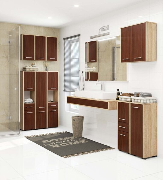 Kúpeľňová skrinka FIN 2D - dub sonoma/wenge