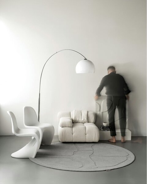 Sivý vlnený okrúhly koberec ø 120 cm Morphic Organica – Agnella