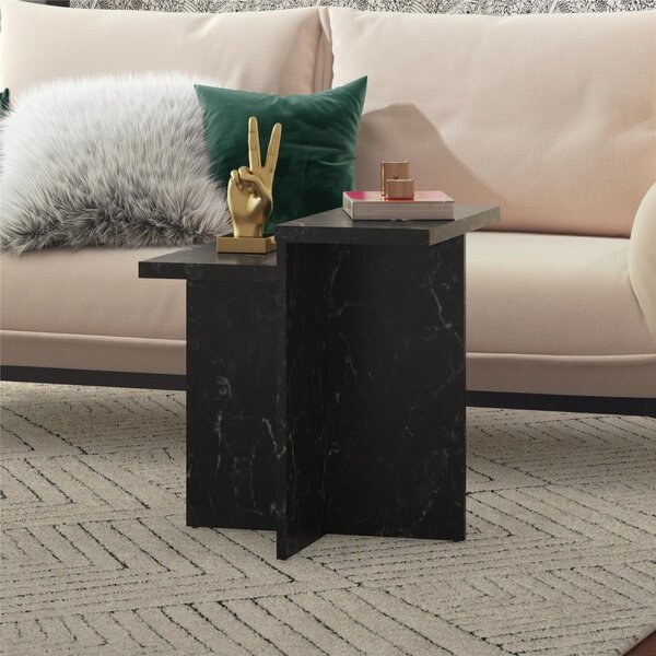 Čierny konferenčný stolík v dekore mramoru 56x56 cm Brielle – CosmoLiving by Cosmopolitan