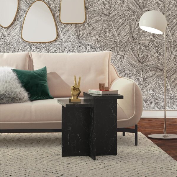 Čierny konferenčný stolík v dekore mramoru 56x56 cm Brielle – CosmoLiving by Cosmopolitan