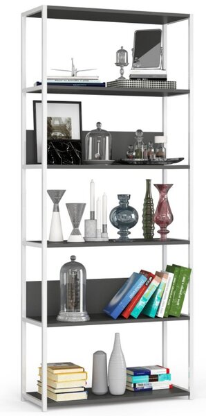 Regál 80 cm, biela/sivá