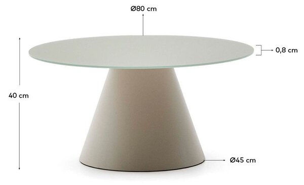 Svetlosivý okrúhly konferenčný stolík so sklenenou doskou ø 80 cm Wilshire – Kave Home