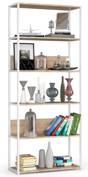 Regál 80 cm, biela/dub sonoma