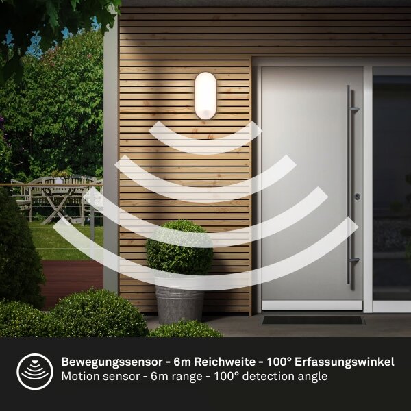 Brilo - LED vonkajšie nástenné svietidlo s pohybovým senzorom RUCH LED/12W/230V IP65 čierna